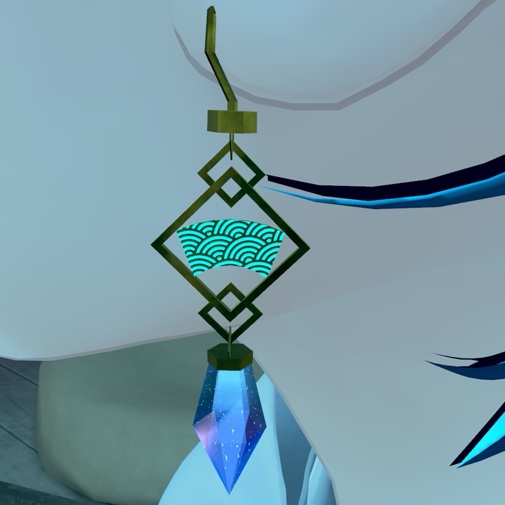 【VRChat】クリスタルの付いた和風ピアス