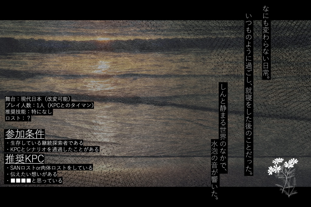 CoC6th タイマンシナリオ「夜明けのディオスクリ」