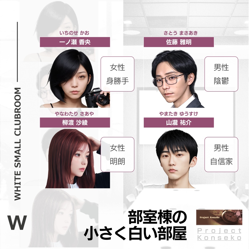GMレス可 4人用マーダーミステリー風「部室棟の小さく白い部屋 - 短期監禁MEETINGへのお誘い」