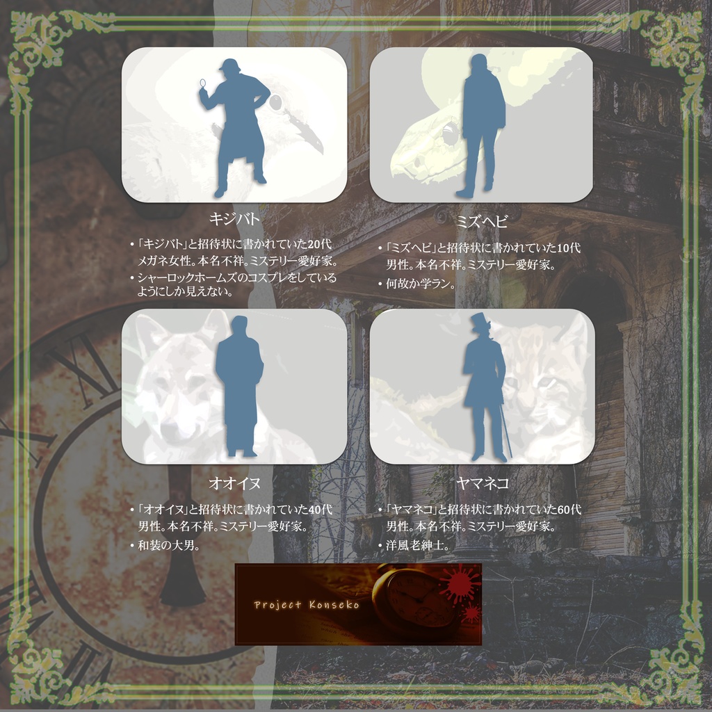 GMレス可 4人用マーダーミステリー「機関・伍拾館(かりくり・ごじっかん)~開かずの部屋への来訪者~」