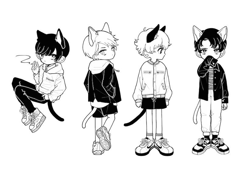 ねこボーイ＊透明ステッカー