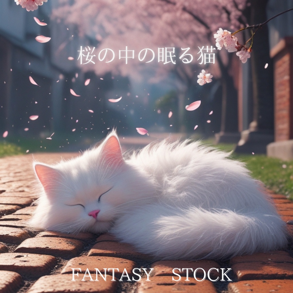 桜の中で眠る猫|幻想素材(10秒ループ) The Cat Sleeping Among the Cherry Blossoms|Fantasy Video Material (10s Loop)