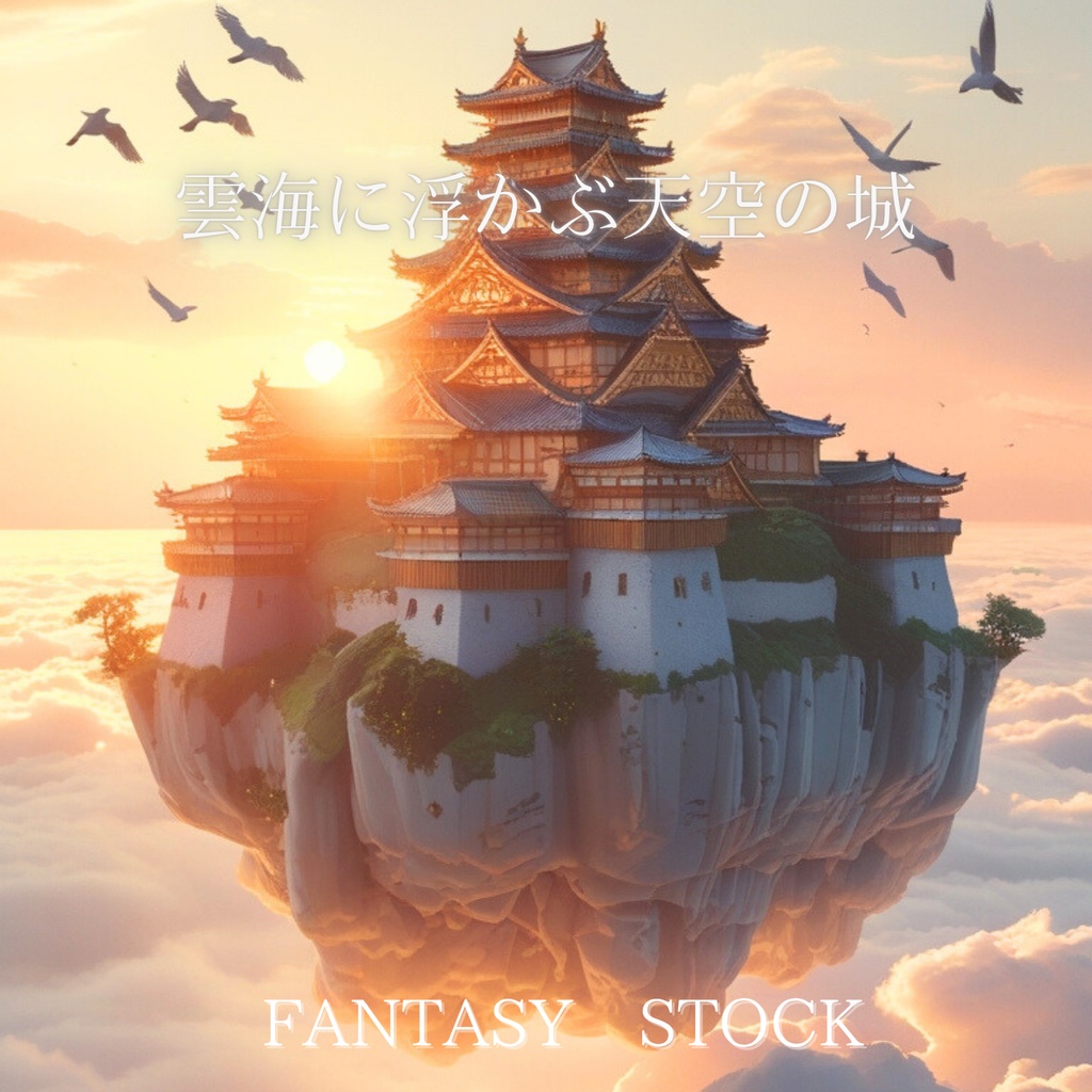雲海に浮かぶ天空の城|幻想素材(10秒ループ) The Sky Castle Above the Sea of Clouds|Fantasy Video Material (10s Loop)