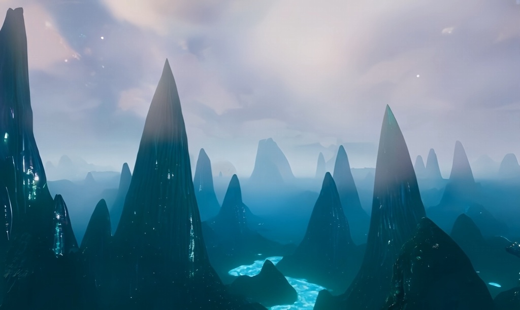 異世界の山と雲。4K高画質版