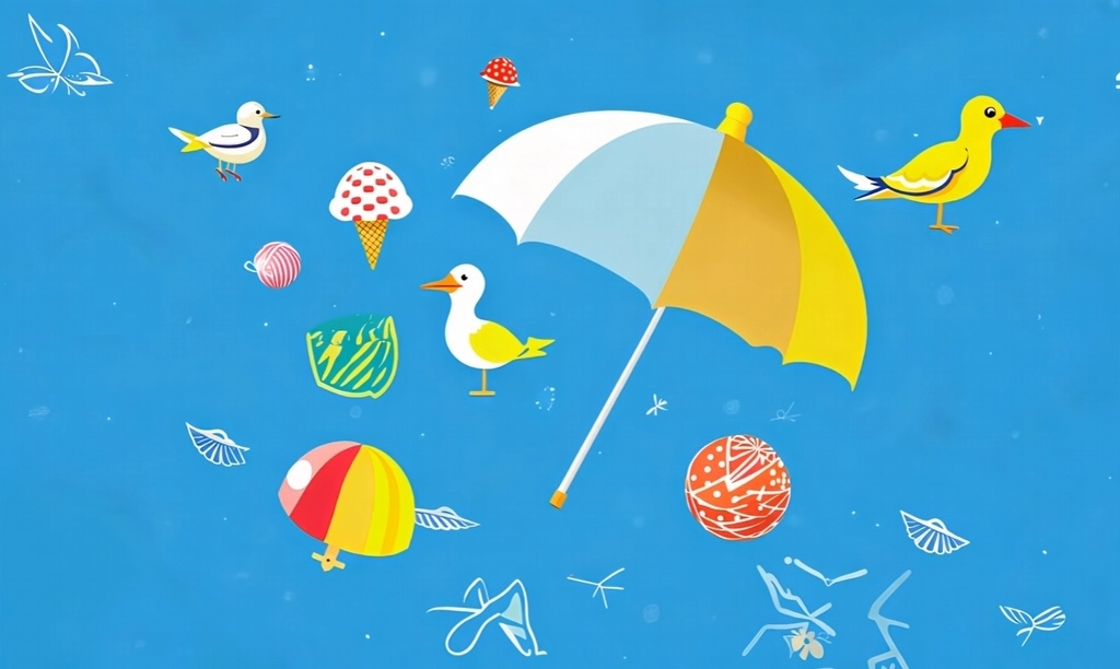 夏っぽい可愛いイラストの動画。4K高画質版