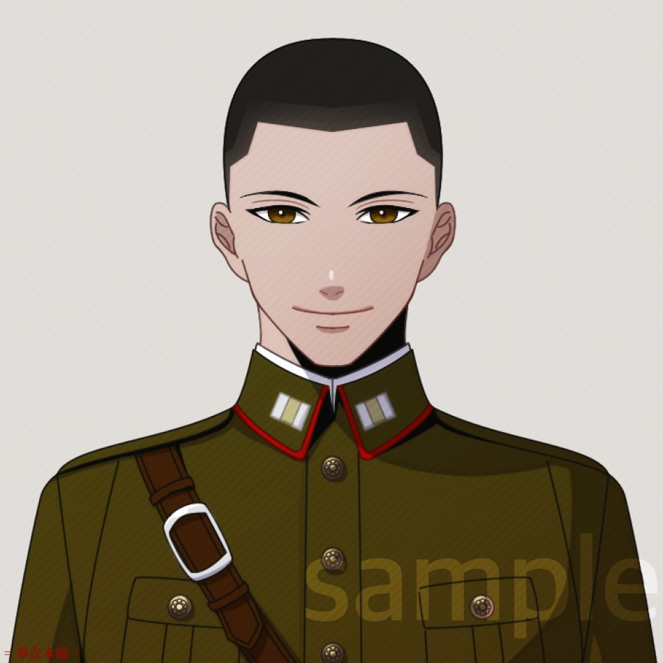 🥈【キャラクター販売】立ち絵2種|軍人Ver.番号1(緑色)|うちの人シリーズ