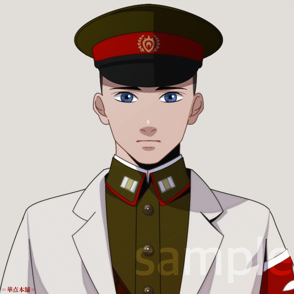 【キャラクター販売】立ち絵・表情9種|軍人Ver.番号3(緑色)|うちの人シリーズ