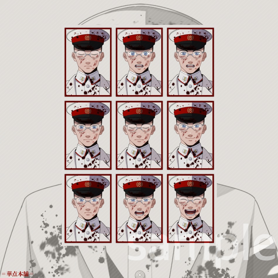 【キャラクター販売】立ち絵・表情9種|軍人Ver.番号3〈負傷・汚れ〉(白色)|うちの人シリーズ