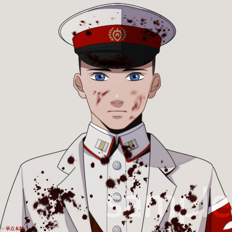 【キャラクター販売】立ち絵・表情9種|軍人Ver.番号3〈負傷・汚れ〉(白色)|うちの人シリーズ