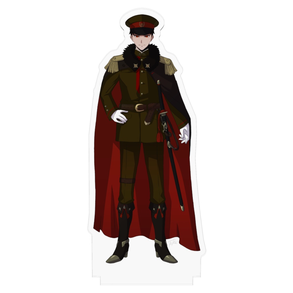 【キャラクター素材が付いてくる!】アクリルフィギュア|華点本舗〈限定〉デザイン|うちの恋人シリーズ軍人Ver.番号1(緑色)