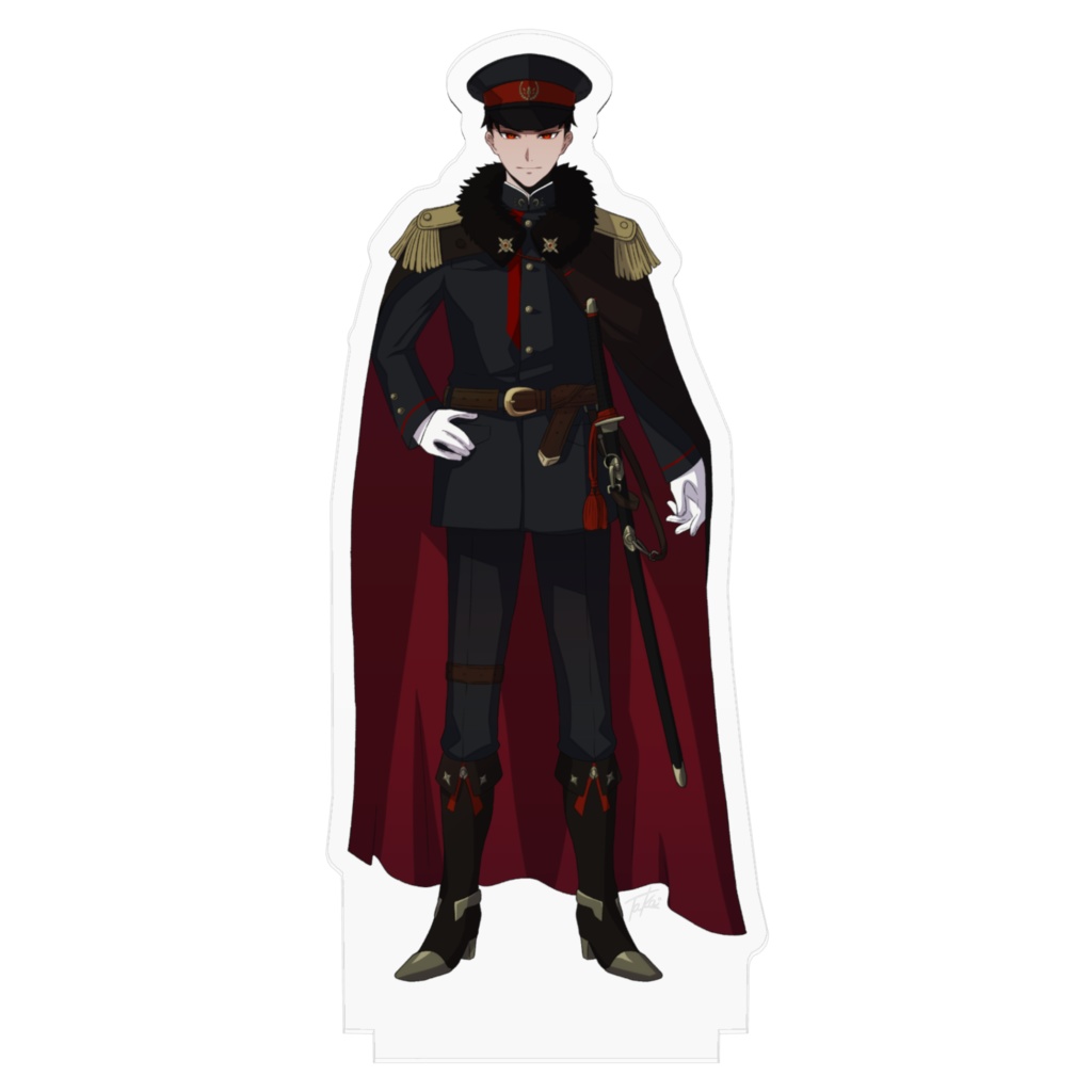 【キャラクター素材が付いてくる!】アクリルフィギュア|華点本舗〈限定〉デザイン|うちの恋人シリーズ軍人Ver.番号1(紺色)