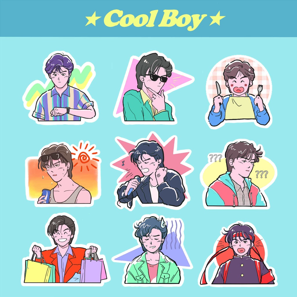 Sticker "Cool Boy"  (*Please cut the stickers by yourself if needed)