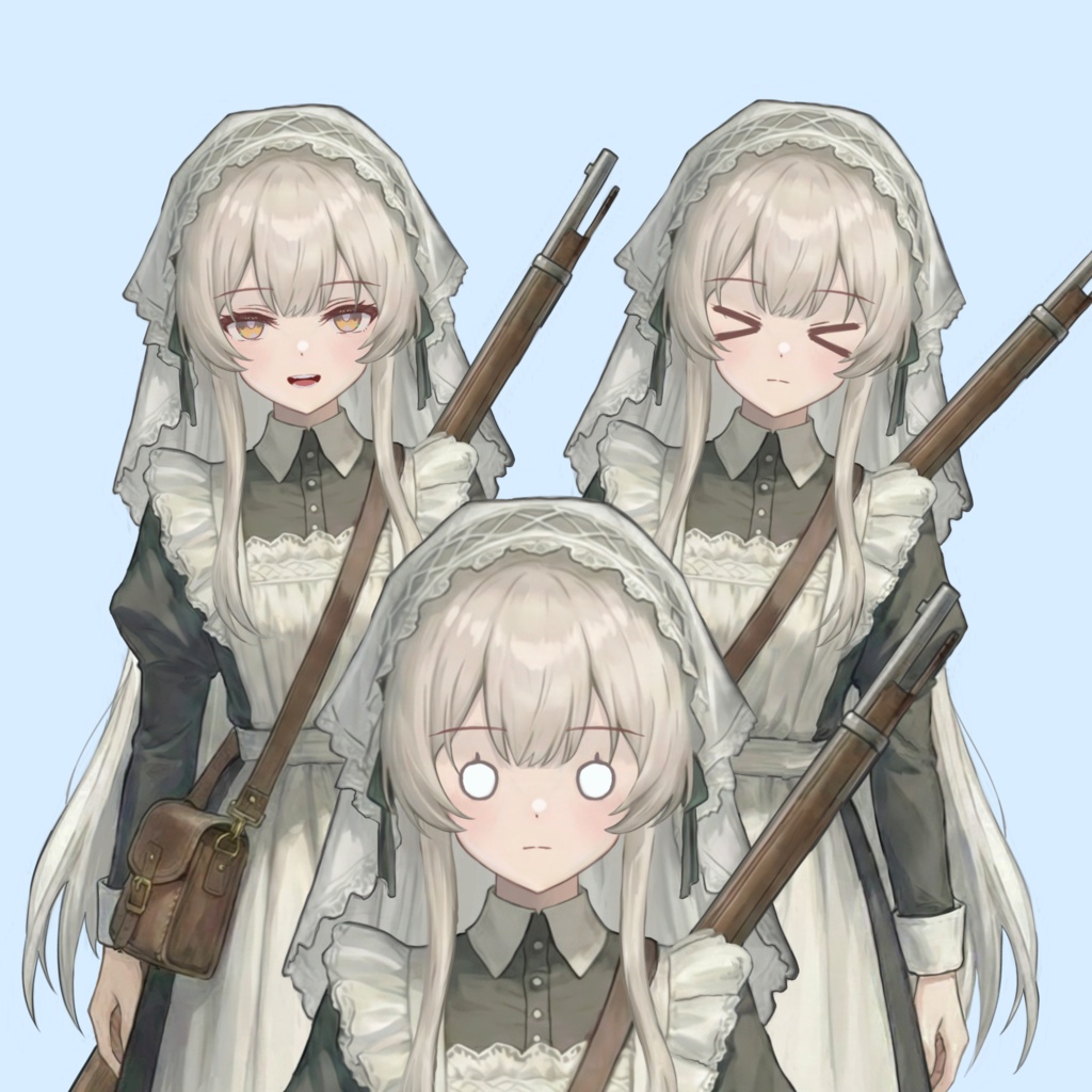 【Live2Dモデル】ライフルを持つメイド・立ち絵素材(パーツ分け済みPSD)