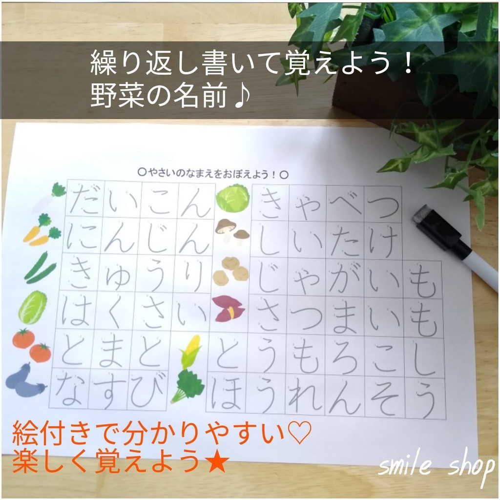 繰り返しなぞって覚える 物の名前シートセット 色、野菜、果物、車、干支の名前