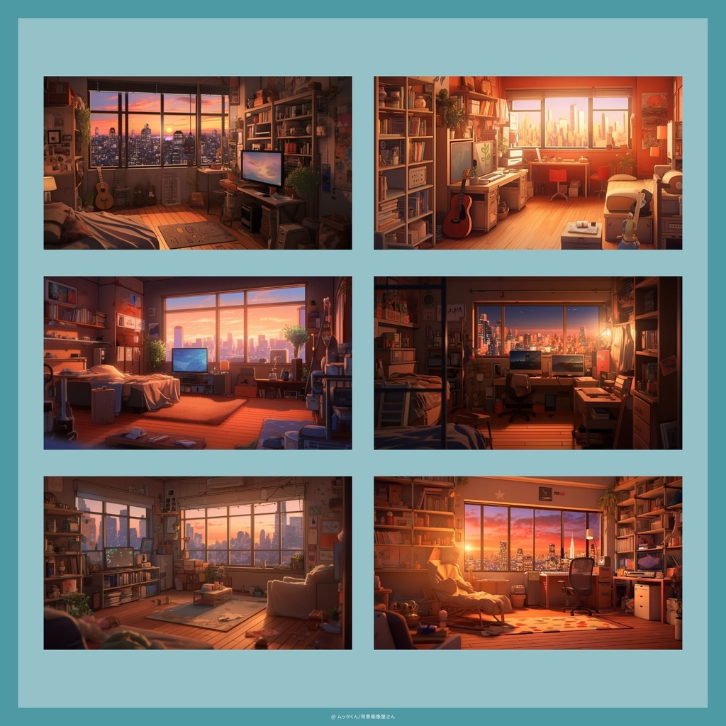 【背景画像】夕方のアパートメント背景 8種類セット