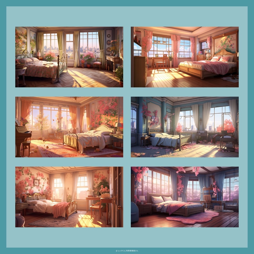 【背景画像】花咲く部屋背景 8種類セット