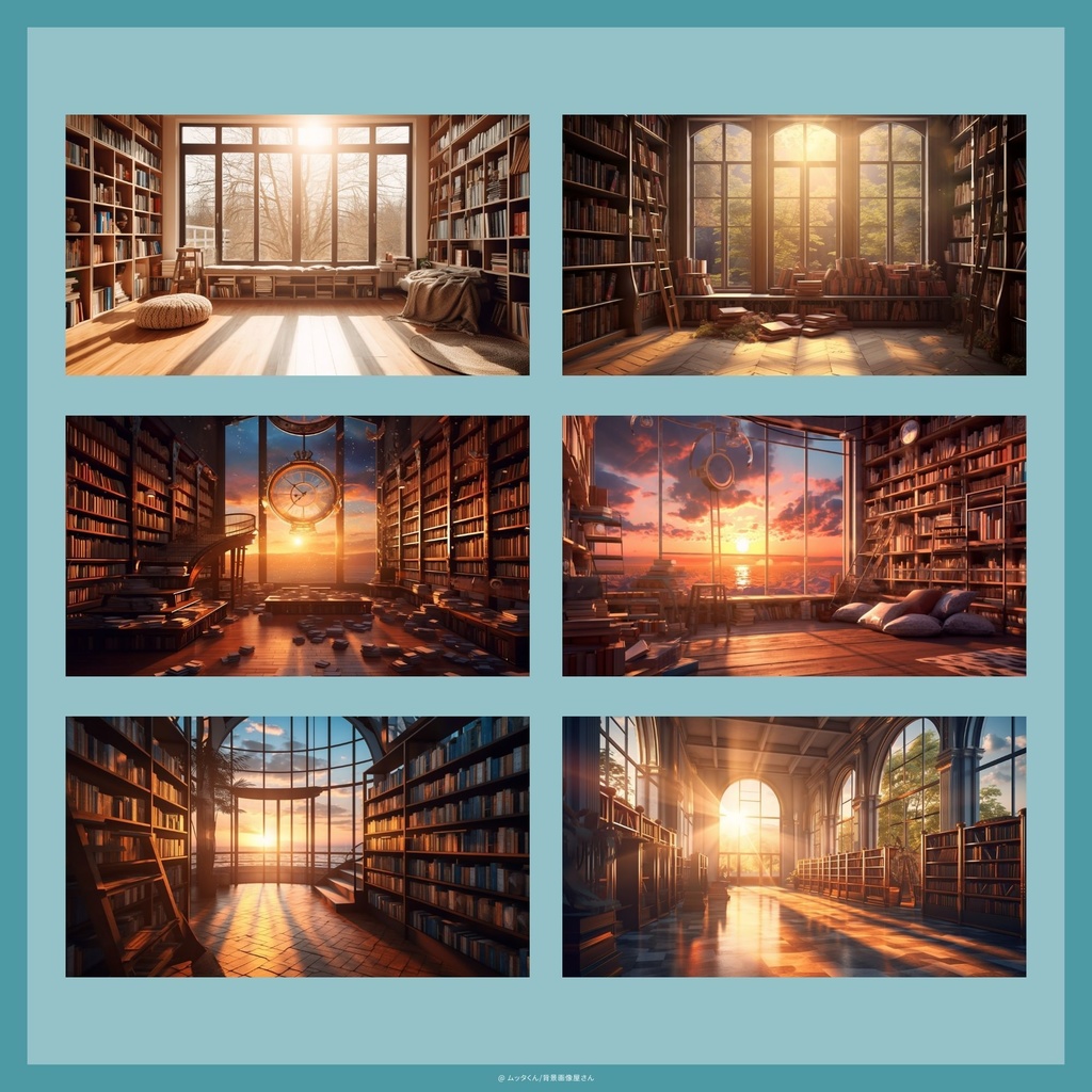 【背景画像】朝の書斎背景 8種類セット