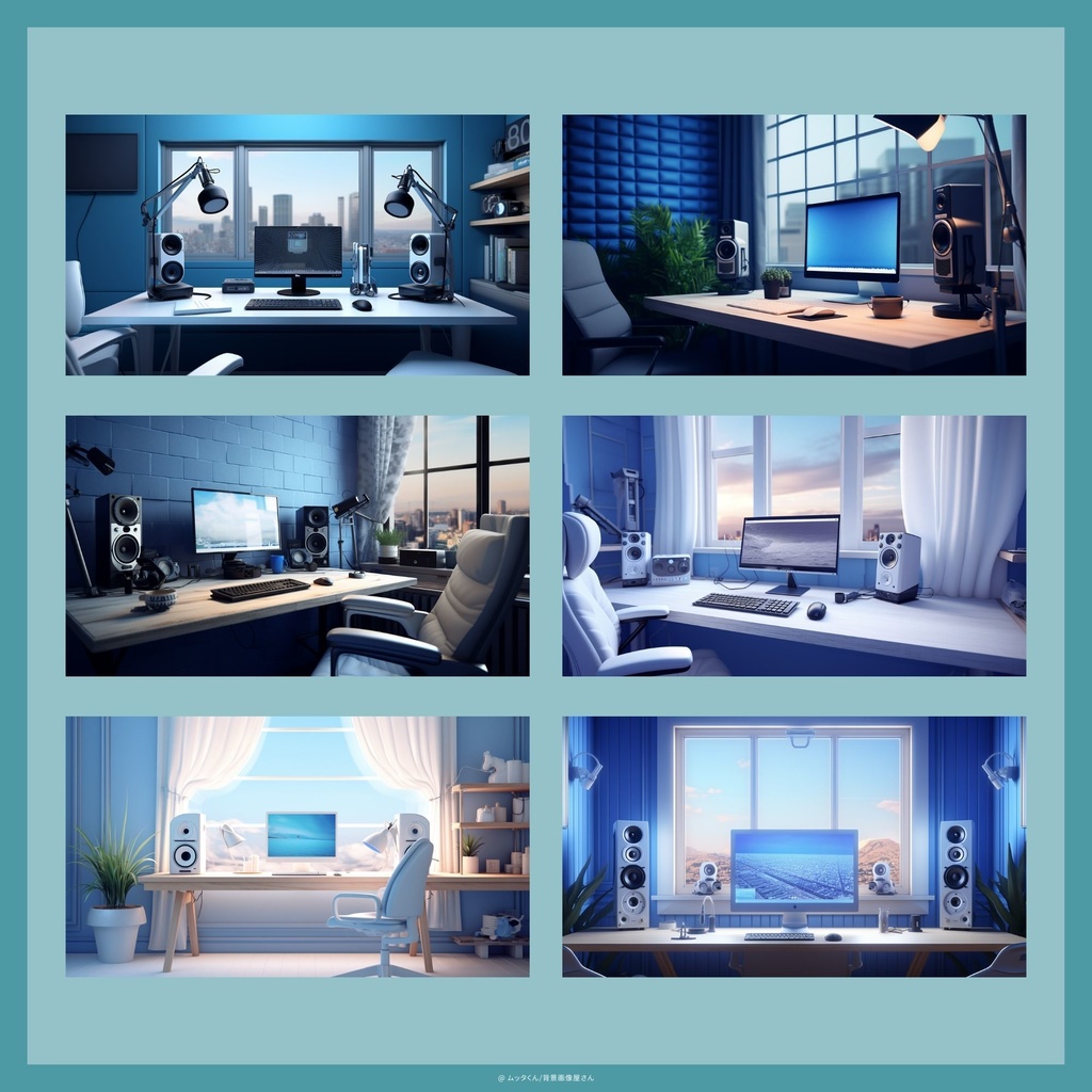 【背景画像】白のゲーム部屋背景 8種類セット