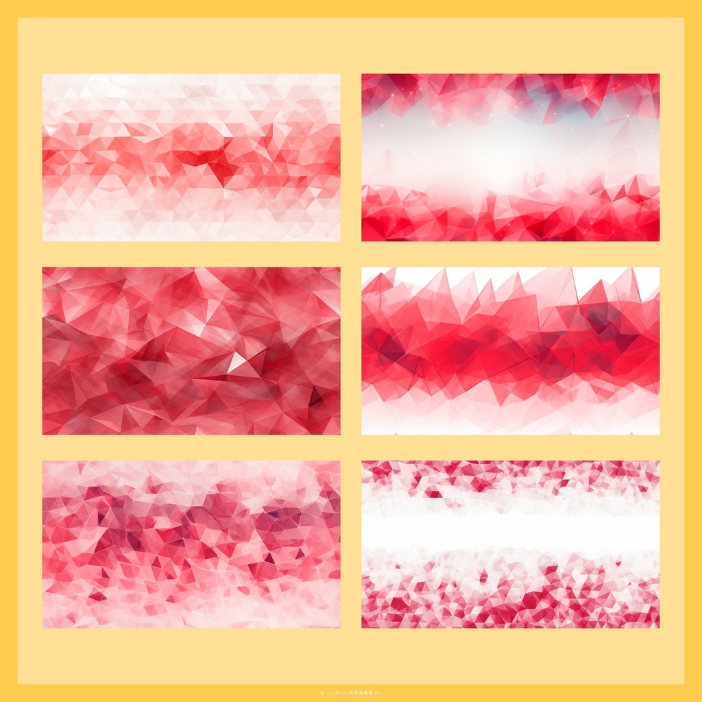 【背景画像】赤の幾何学模様背景【タイル調】 8種類セット