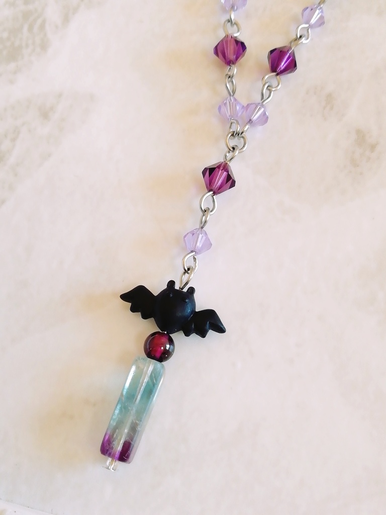 スワロフスキーとフローライトのネックレス(リソル)