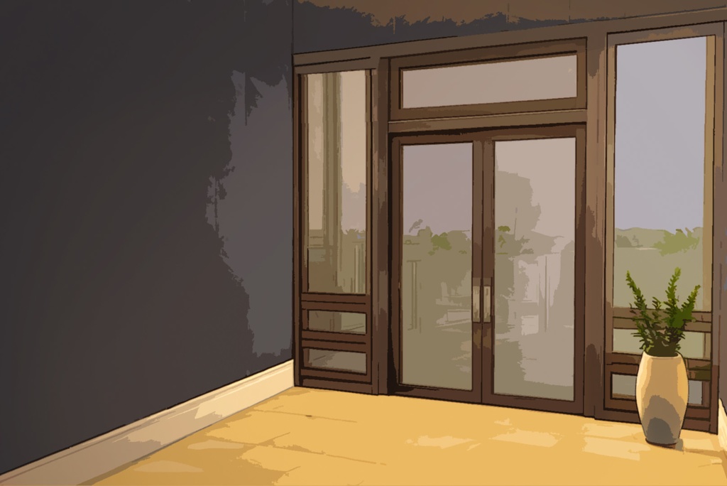 【無料背景素材】ガラスドア、玄関