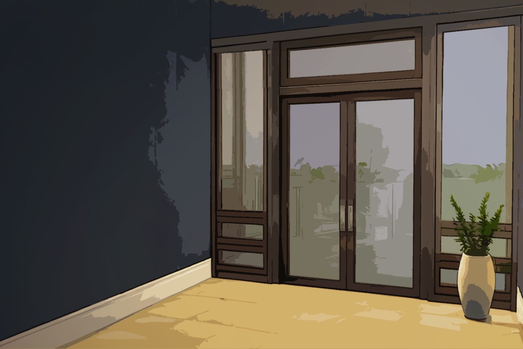 【無料背景素材】ガラスドア、玄関