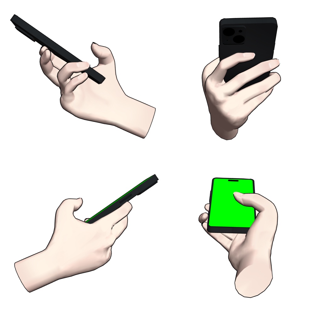 【クリスタ3D素材】NEW時短スマホハンドLR