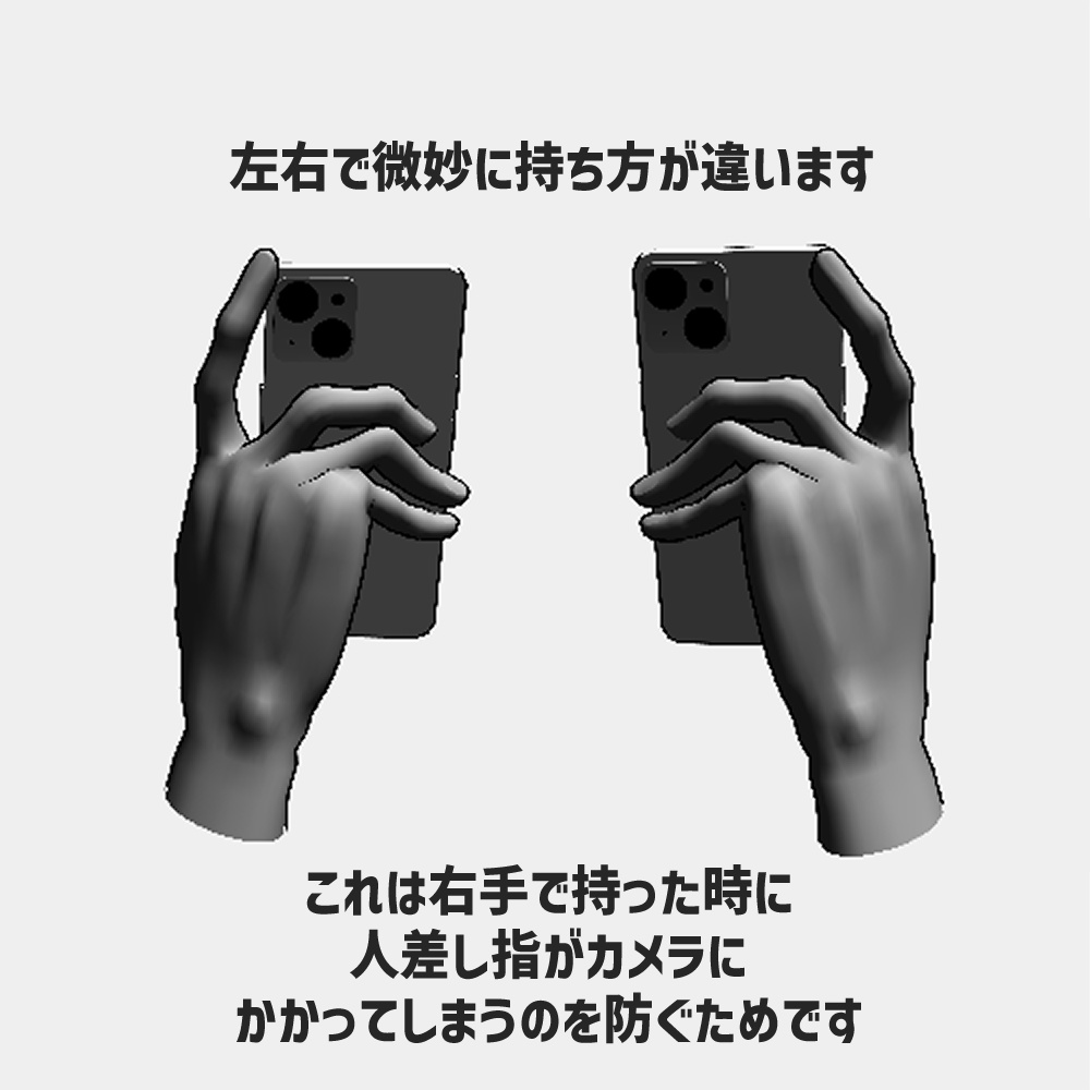 【クリスタ3D素材】時短スマホハンドLR