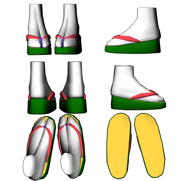 【クリスタ3D素材】作画補助用下駄・雪駄・草履