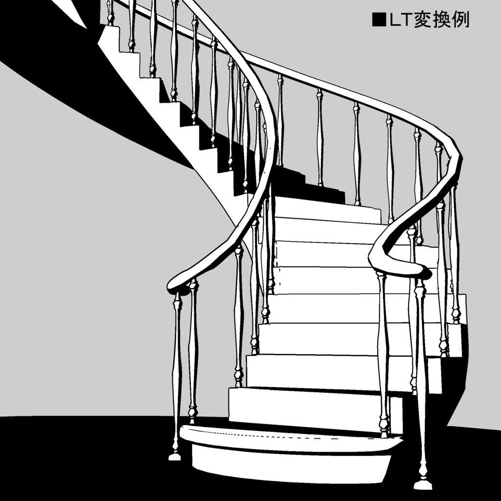 【クリスタ3D素材】3Dらせん階段