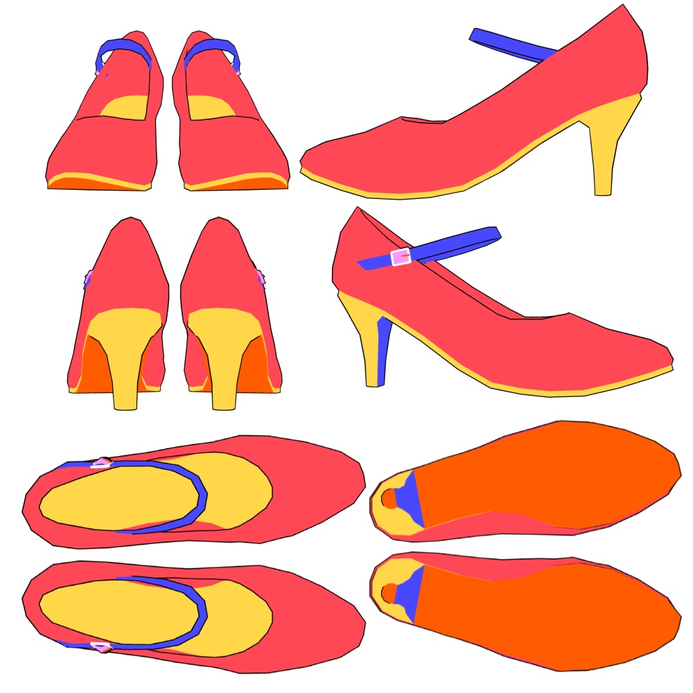 【クリスタ3D素材】作画補助用パンプス5種類