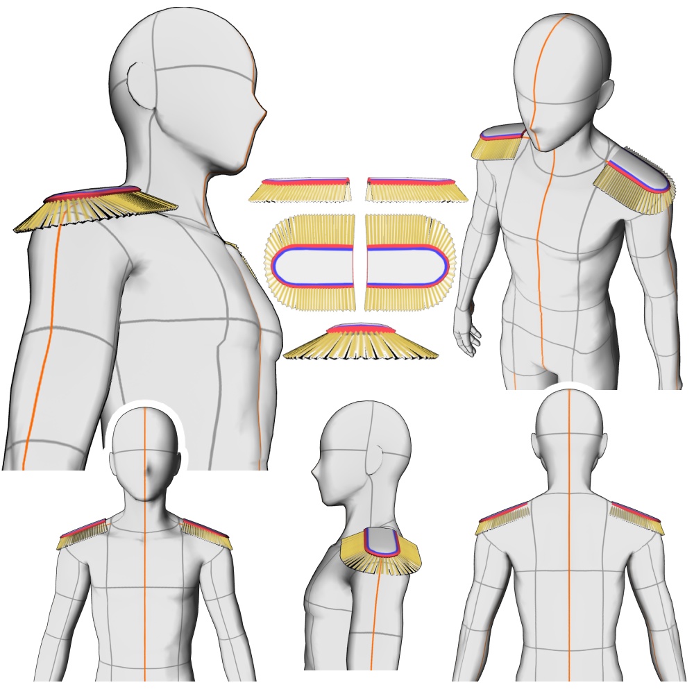 【クリスタ3D素材】肩のヒラヒラしてるアレ(肩章)