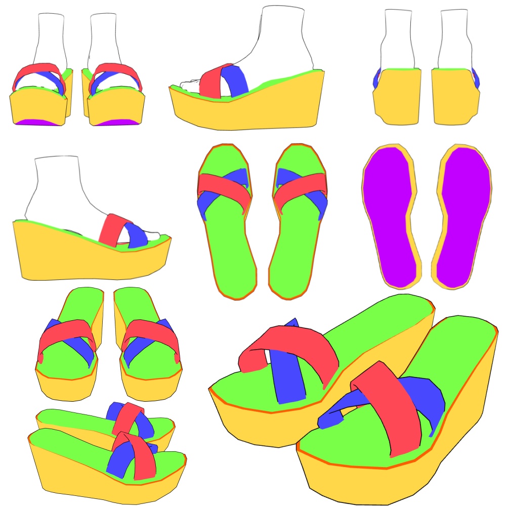 【クリスタ3D素材】作画補助用サンダル/レディース向け