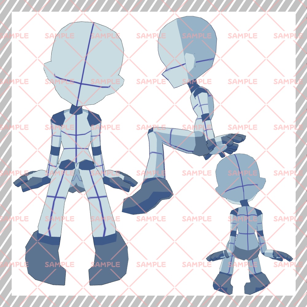 【クリスタ3D素材】Cartoon風4頭身BODY+ポーズ24種類【ポーズ素材】