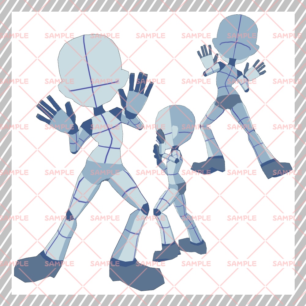 【クリスタ3D素材】Cartoon風4頭身BODY+ポーズ24種類【ポーズ素材】