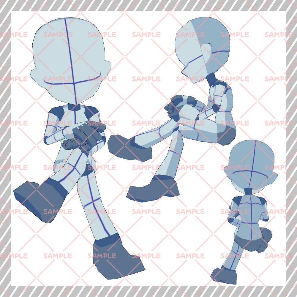 【クリスタ3D素材】Cartoon風4頭身BODY+ポーズ24種類【ポーズ素材】