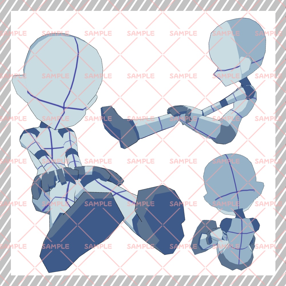 【クリスタ3D素材】Cartoon風4頭身BODY+ポーズ24種類【ポーズ素材】