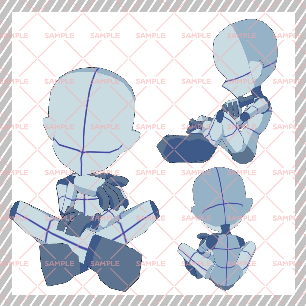 【クリスタ3D素材】Cartoon風4頭身BODY+ポーズ24種類【ポーズ素材】