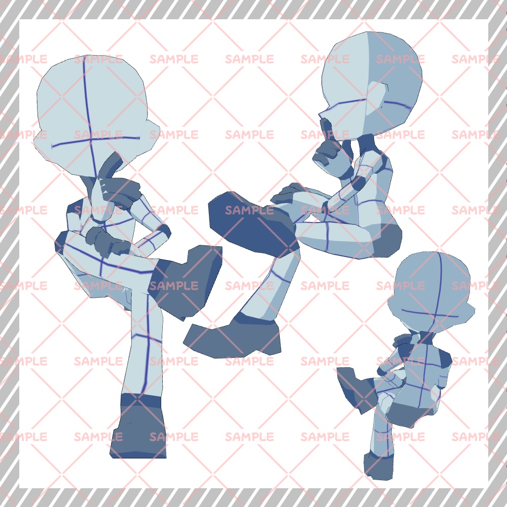 【クリスタ3D素材】Cartoon風4頭身BODY+ポーズ24種類【ポーズ素材】