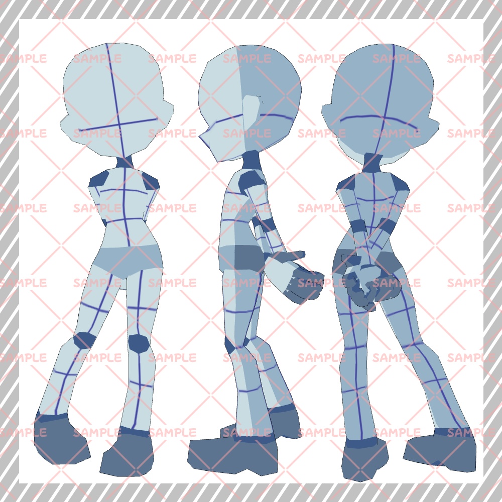 【クリスタ3D素材】Cartoon風4頭身BODY+ポーズ24種類【ポーズ素材】