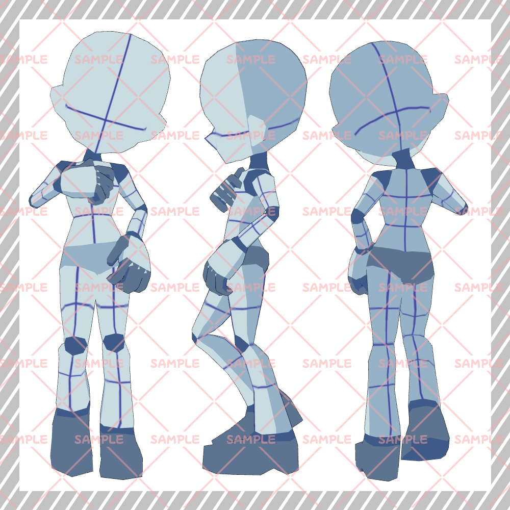 【クリスタ3D素材】Cartoon風4頭身BODY+ポーズ24種類【ポーズ素材】