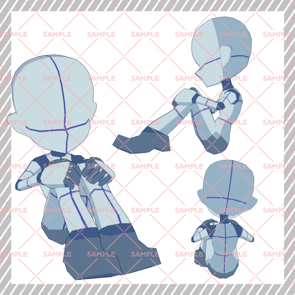 【クリスタ3D素材】Cartoon風4頭身BODY+ポーズ24種類【ポーズ素材】