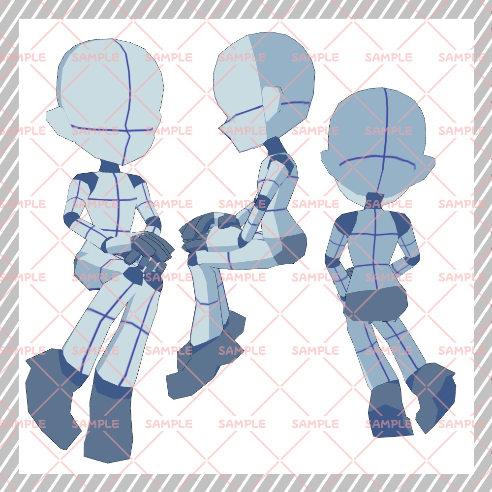 【クリスタ3D素材】Cartoon風4頭身BODY+ポーズ24種類【ポーズ素材】