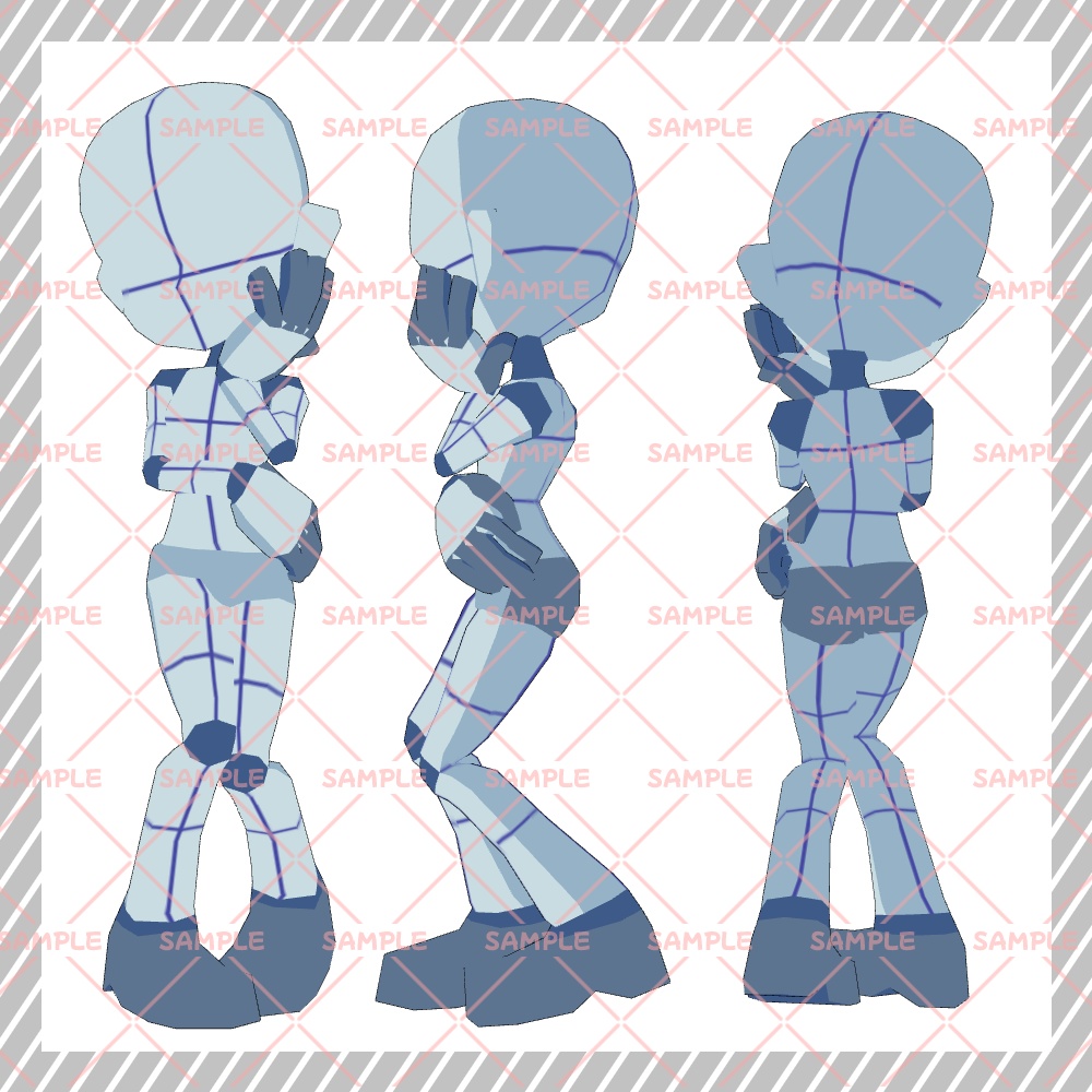 【クリスタ3D素材】Cartoon風4頭身BODY+ポーズ24種類【ポーズ素材】