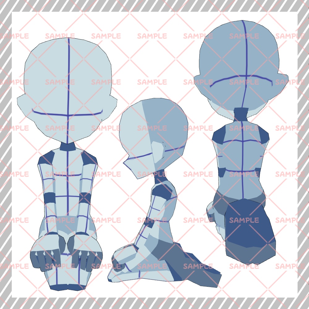 【クリスタ3D素材】Cartoon風4頭身BODY+ポーズ24種類【ポーズ素材】