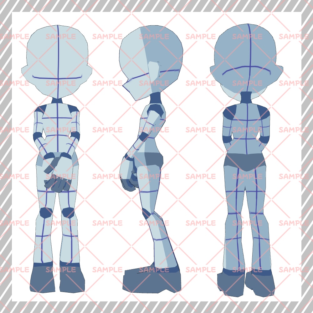 【クリスタ3D素材】Cartoon風4頭身BODY+ポーズ24種類【ポーズ素材】