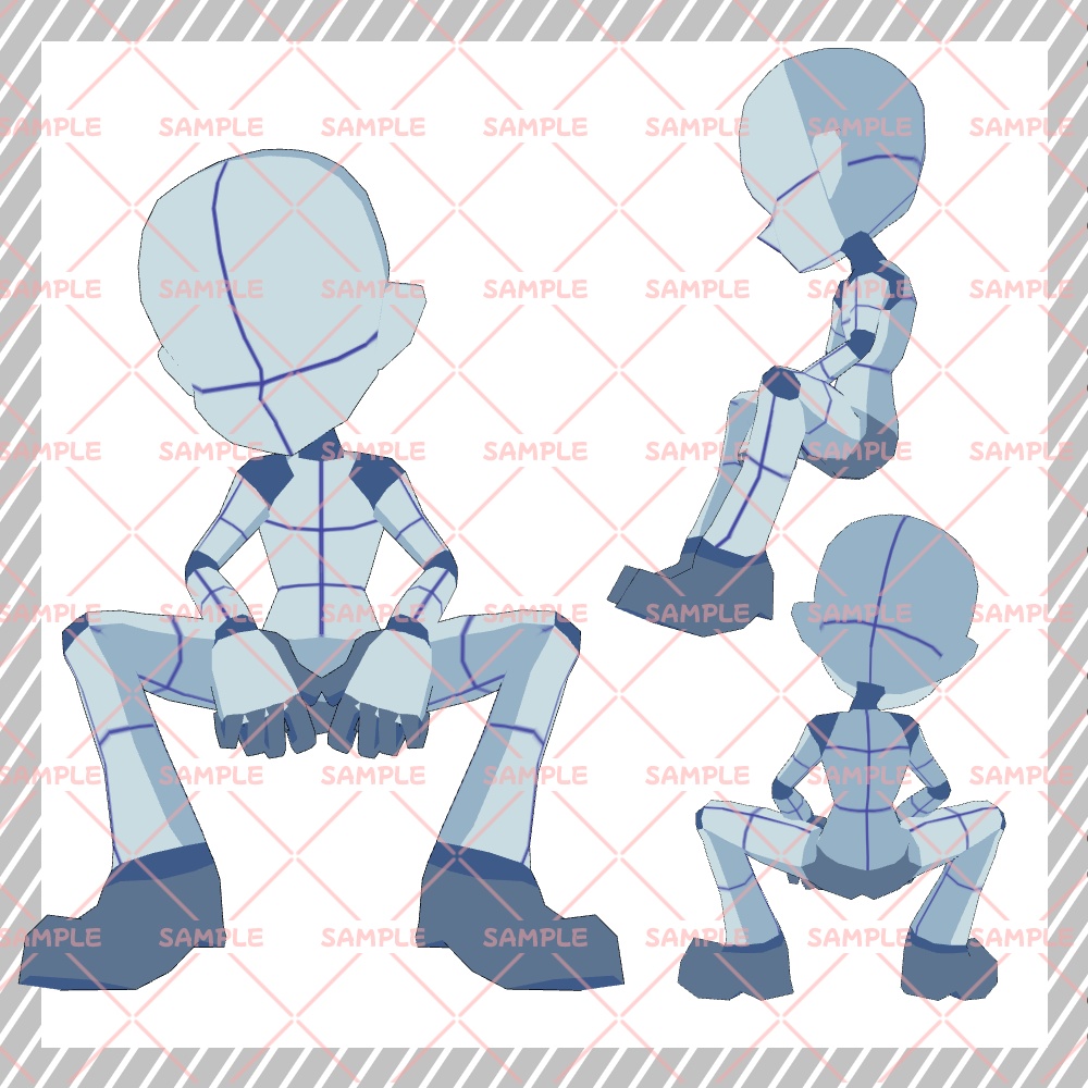 【クリスタ3D素材】Cartoon風4頭身BODY+ポーズ24種類【ポーズ素材】