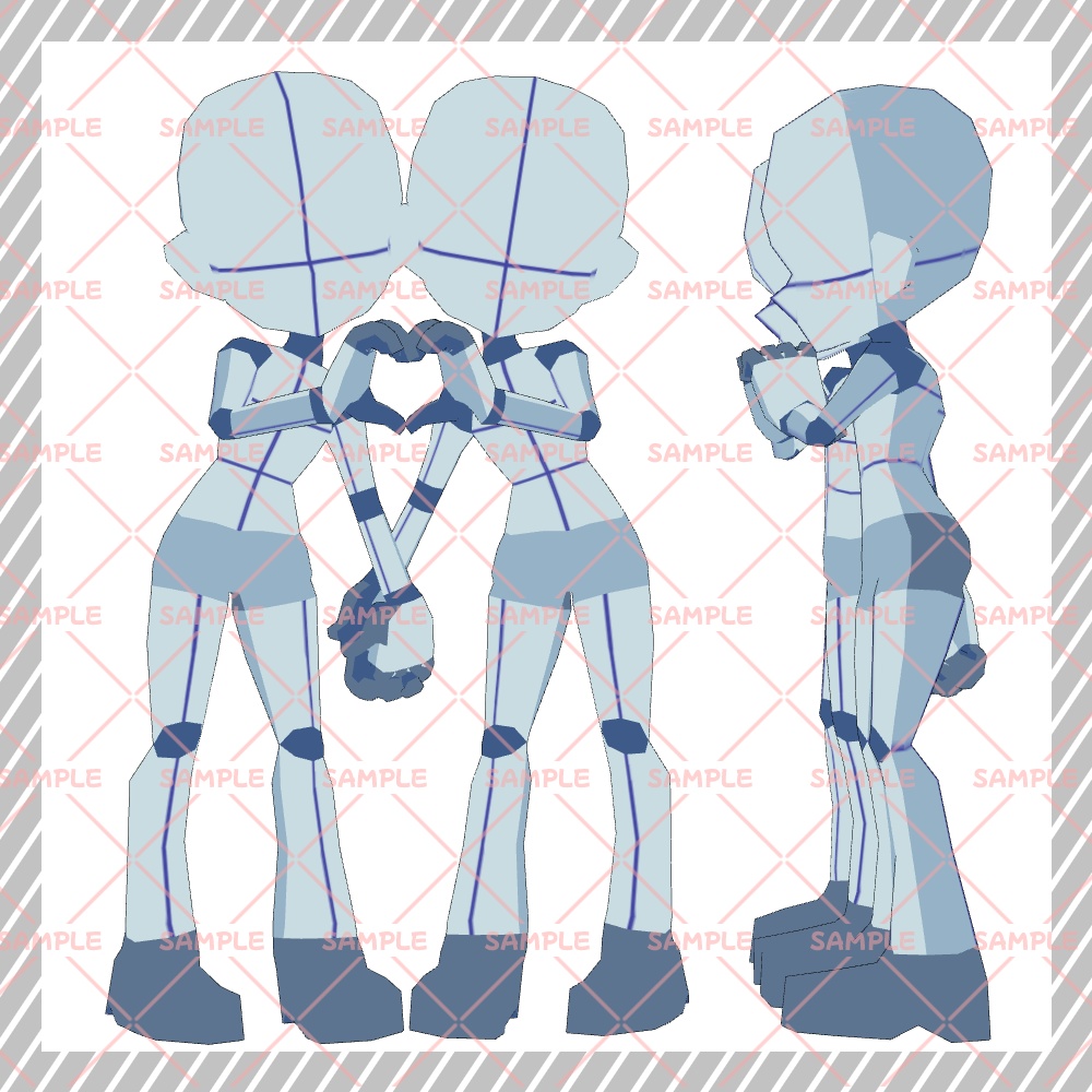 【クリスタ3D素材】Cartoon風4頭身BODY+二人ポーズ12種類【ポーズ素材】 - 隘田の狭間 - BOOTH