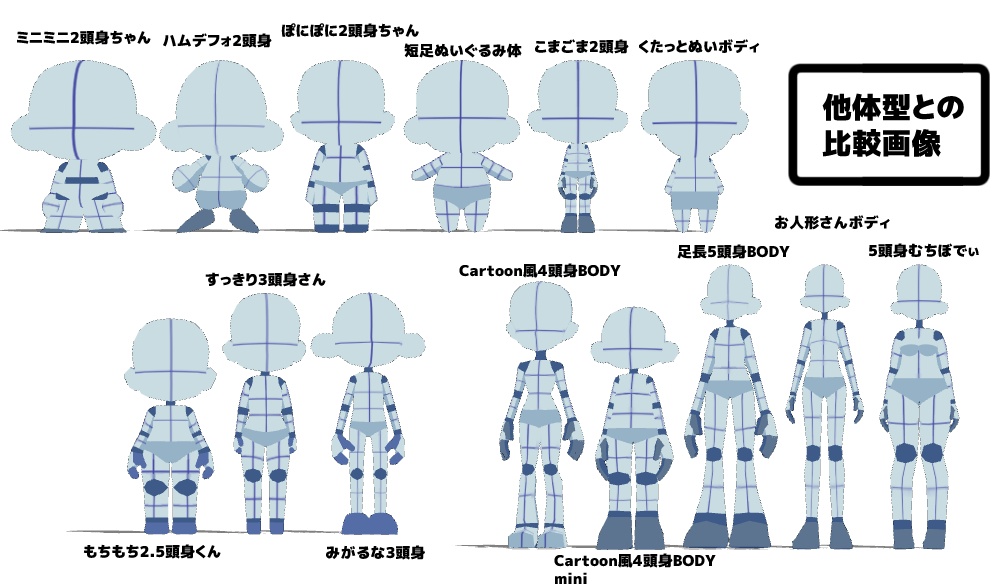 【クリスタ3D素材】Cartoon風4頭身BODY+二人ポーズ12種類【ポーズ素材】
