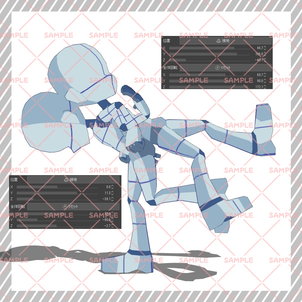 【クリスタ3D素材】Cartoon風4頭身BODY+二人ポーズ12種類【ポーズ素材】